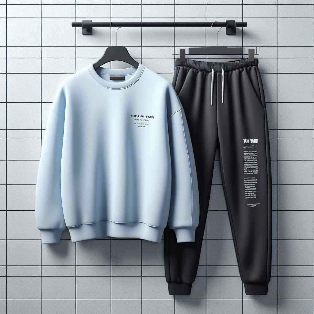 Fifth Avenue Mens Sweatshirt and Pants Set FAWMSPS35 - Light Blue Black