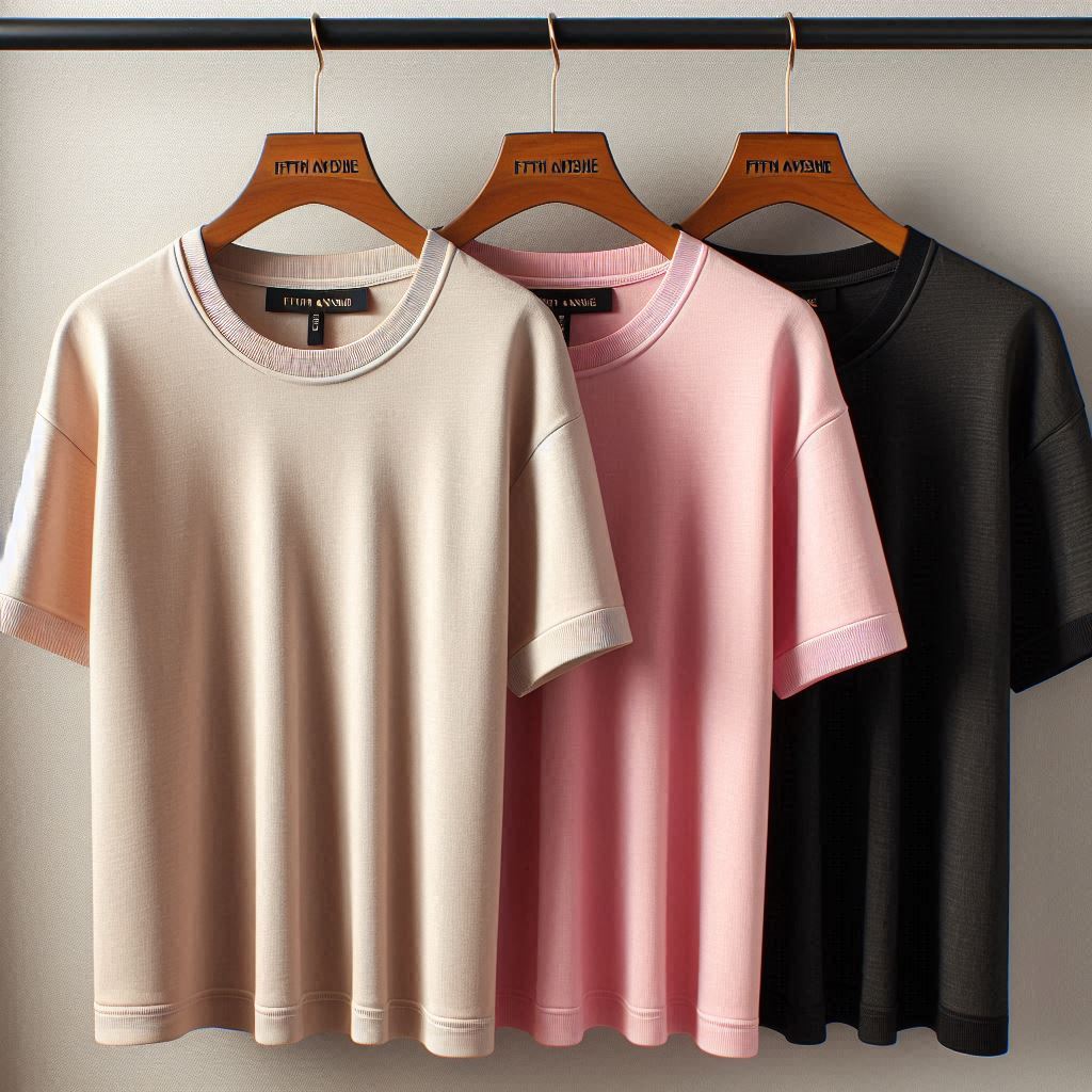 Fifth Avenue Pack of 3 Womens Plain Boyfriend Pink Cream Black T-Shirts FAWNBTS1