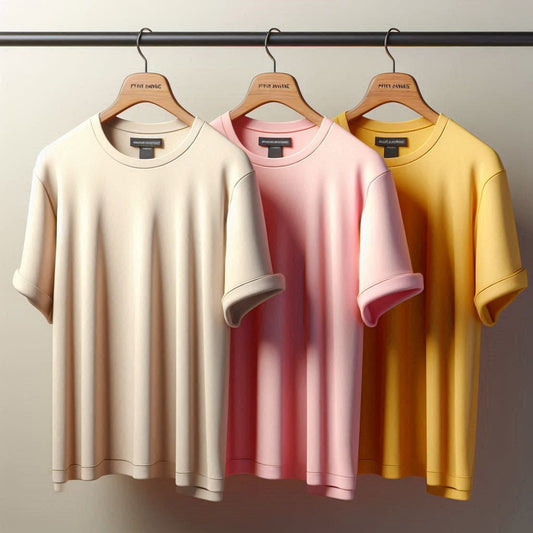 Fifth Avenue Pack of 3 Womens Plain Boyfriend Yellow Pink Cream T-Shirts FAWNBTS20