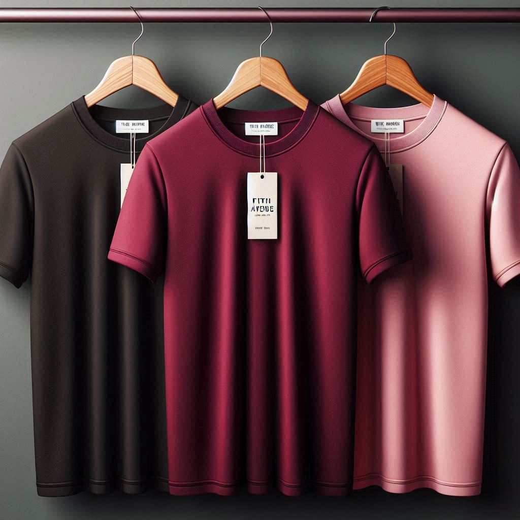 Fifth Avenue Pack of 3 Mens Plain Black Maroon Pink T-Shirts FAMTSB39