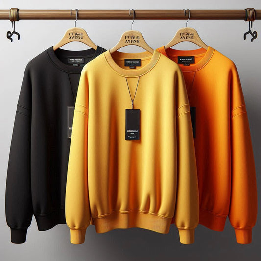 Fifth Avenue Pack of 3 Mens Plain Black Orange Yellow Sweatshirts FAMSSP6