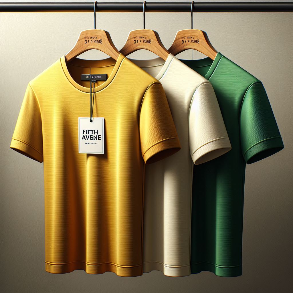 Fifth Avenue Pack of 3 Mens Plain White Yellow Green T-Shirts FAMTSB4