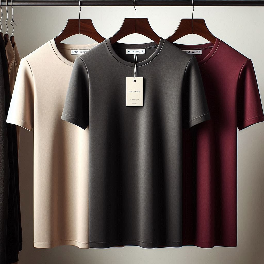 Fifth Avenue Pack of 3 Mens Plain Black Maroon Cream T-Shirts FAMTSB40