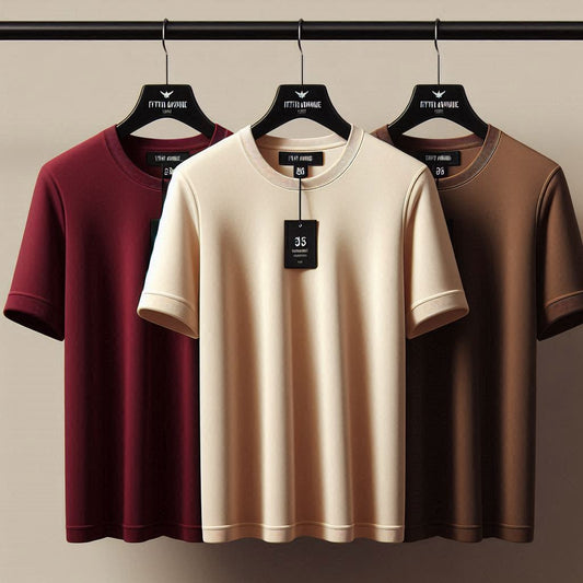 Fifth Avenue Pack of 3 Mens Plain Maroon Brown White T-Shirts FAMTSB27