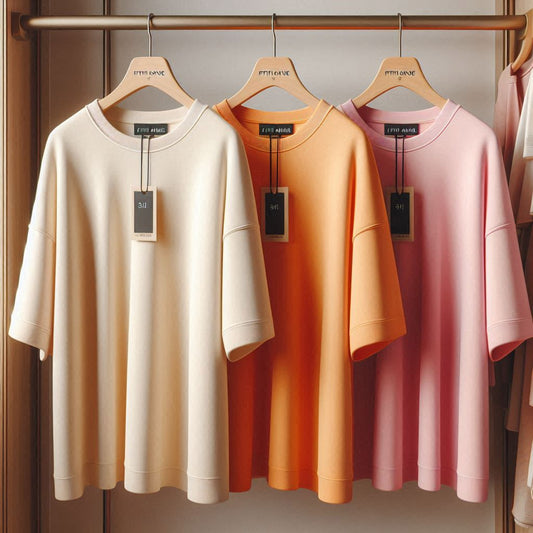 Fifth Avenue Pack of 3 Mens Plain Pink Orange Cream Oversized Drop Shoulder T-Shirts FAMTSB36