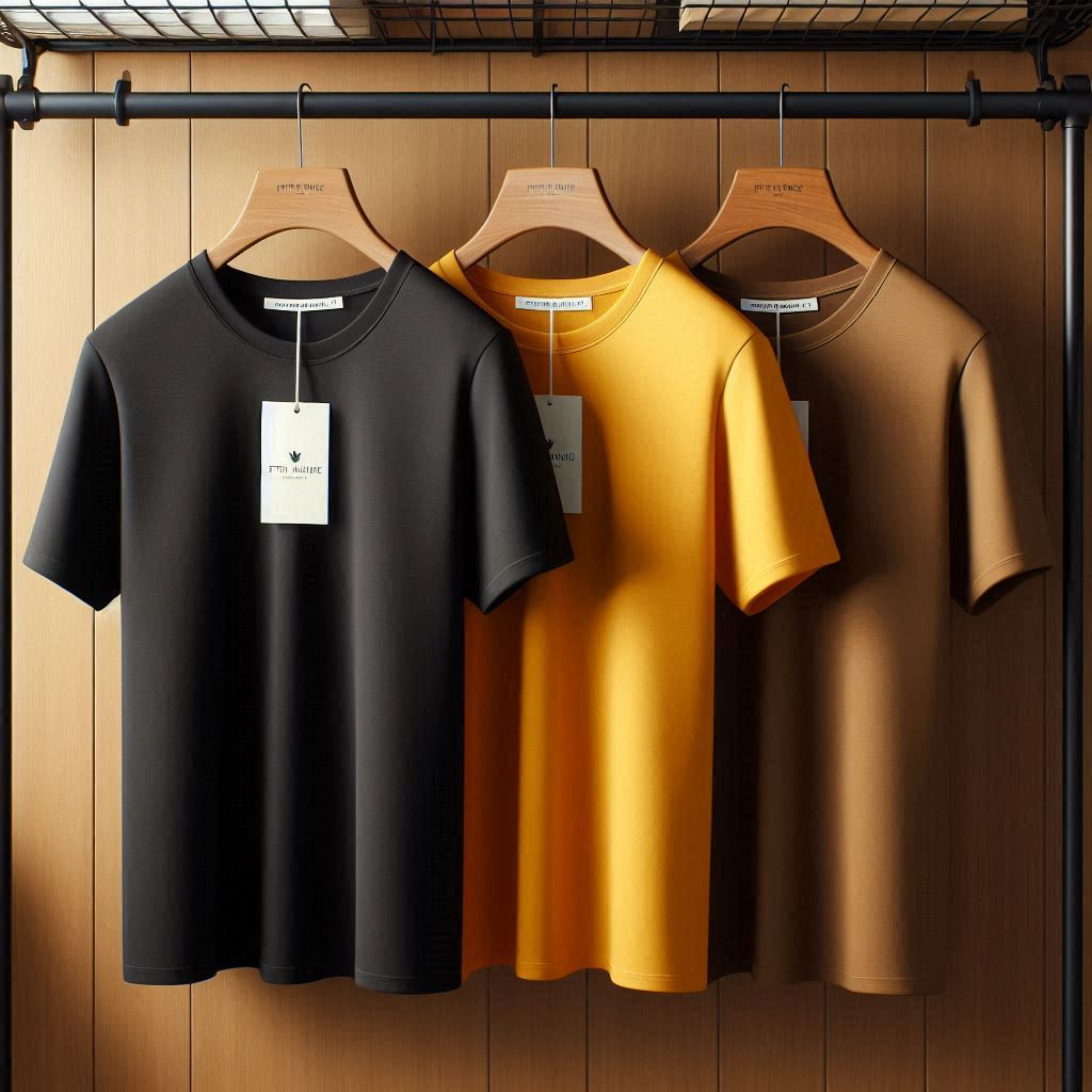 Fifth Avenue Pack of 3 Mens Plain Black Yellow Brown T-Shirts FAMTSB29