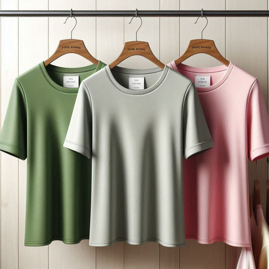 Fifth Avenue Pack of 3 Womens Plain Boyfriend Grey Pink Green T-Shirts FAWNBTS7