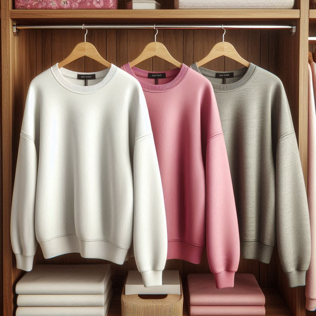 Fifth Avenue Pack of 3 Womens Plain Grey White Pink Sweatshirts FAWPSB6