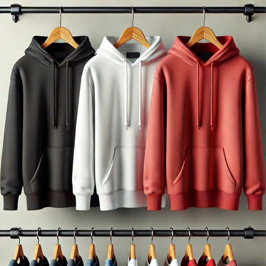 Fifth Avenue Pack of 3 Mens Plain Black Red White Hoodies FAMKHP1