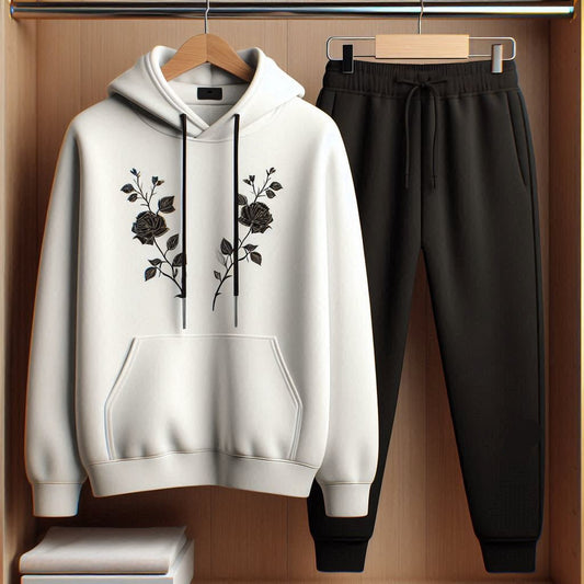 Fifth Avenue Womens Printed Hoodie and Pants Set FAWPRIHPS7 - White Black