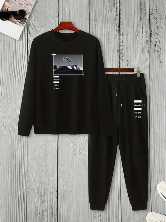 Fifth Avenue Mens Sweatshirt and Pants Set FAWMSPS16 - Black Black